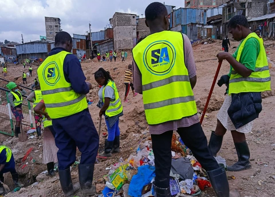 Community members working together